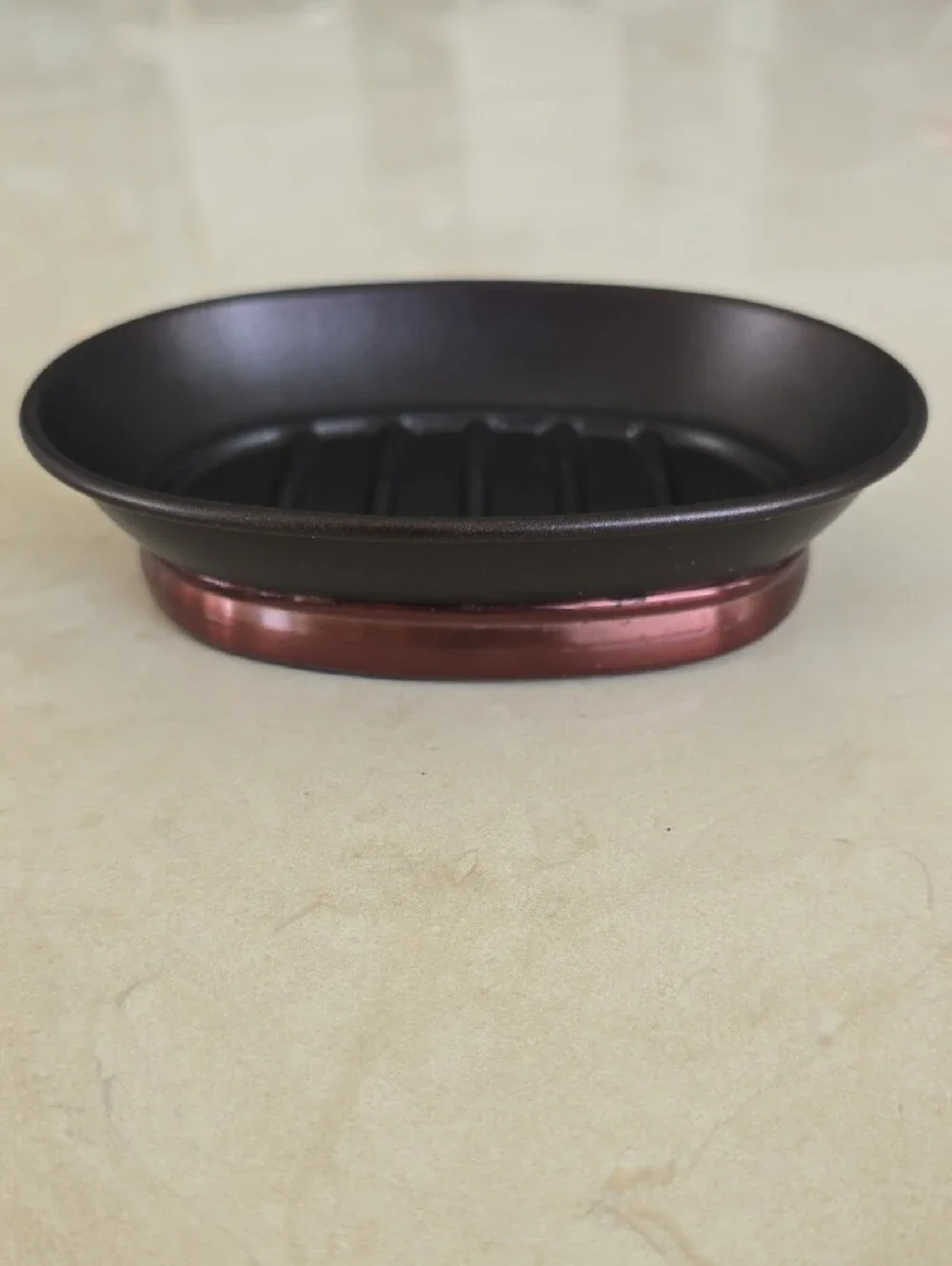 Oval Two-Tone Soap Dish in Brown and Copper - OS